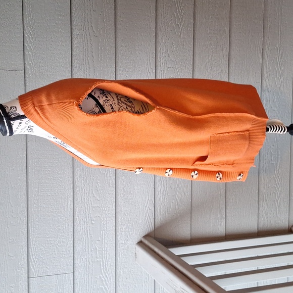 Free People Oakleigh Oversized Knit Vest In Myrrh Orange Size M - Picture 7 of 13